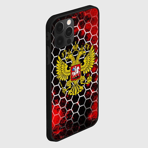 Чехол iPhone 12 Pro Герб РФ краски броня / 3D-Черный – фото 2