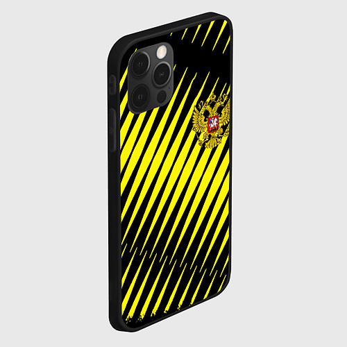 Чехол iPhone 12 Pro Герб РФ абстракция / 3D-Черный – фото 2
