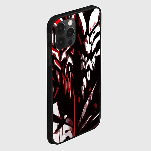Чехол iPhone 12 Pro White and red abstraction on a black background / 3D-Черный – фото 2