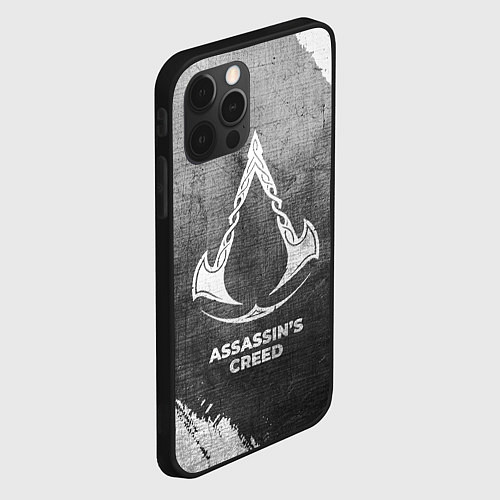 Чехол iPhone 12 Pro Assassins Creed - grey gradient / 3D-Черный – фото 2