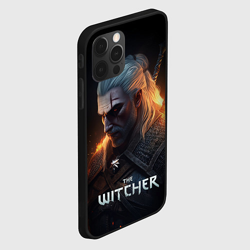 Чехол iPhone 12 Pro The Witcher and fire / 3D-Черный – фото 2