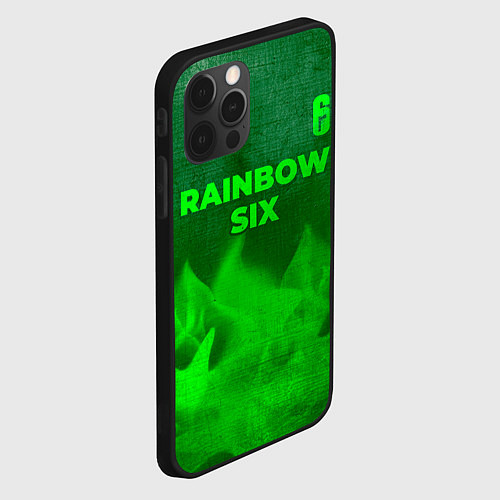 Чехол iPhone 12 Pro Rainbow Six - green gradient посередине / 3D-Черный – фото 2