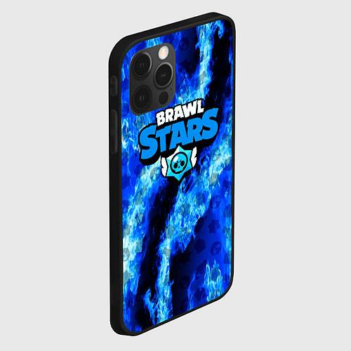 Чехол iPhone 12 Pro Brawl stars fire blue / 3D-Черный – фото 2