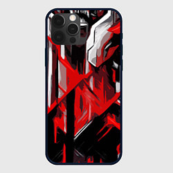 Чехол для iPhone 12 Pro Red and white abstraction on a black background, цвет: 3D-черный