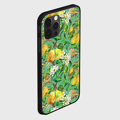 Чехол iPhone 12 Pro Груши и птицы / 3D-Черный – фото 2