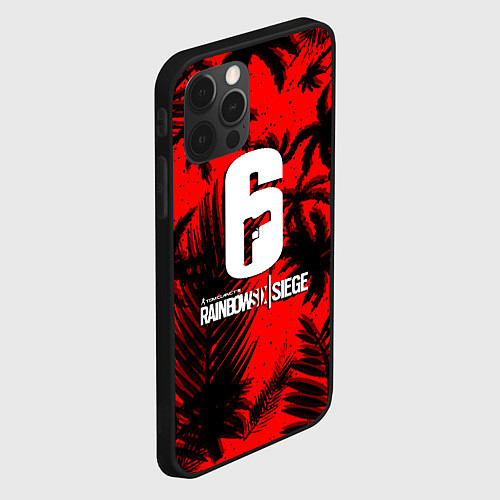 Чехол iPhone 12 Pro Rainbow six тропик паттерн / 3D-Черный – фото 2