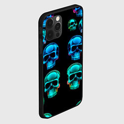 Чехол для iPhone 12 Pro Neon skulls - ai art pattern, цвет: 3D-черный — фото 2