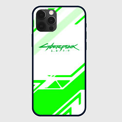 Чехол для iPhone 12 Pro Cyberpunk 2077 geometry green, цвет: 3D-черный