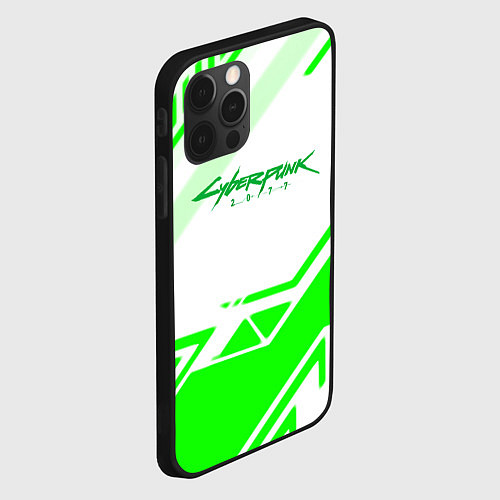 Чехол iPhone 12 Pro Cyberpunk 2077 geometry green / 3D-Черный – фото 2