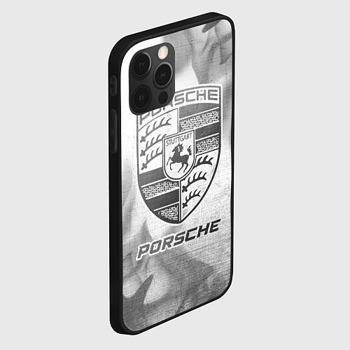 Чехол iPhone 12 Pro Porsche - white gradient / 3D-Черный – фото 2