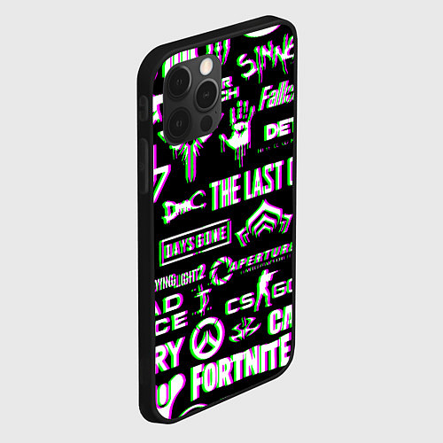 Чехол iPhone 12 Pro Logo game glitch / 3D-Черный – фото 2