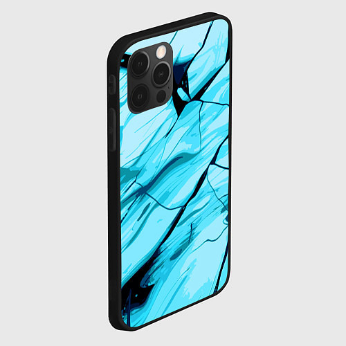 Чехол iPhone 12 Pro Стилизованная каменная текстура голубой / 3D-Черный – фото 2