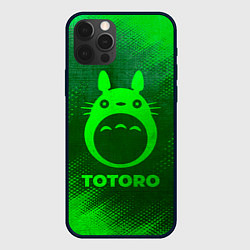 Чехол для iPhone 12 Pro Totoro - green gradient, цвет: 3D-черный