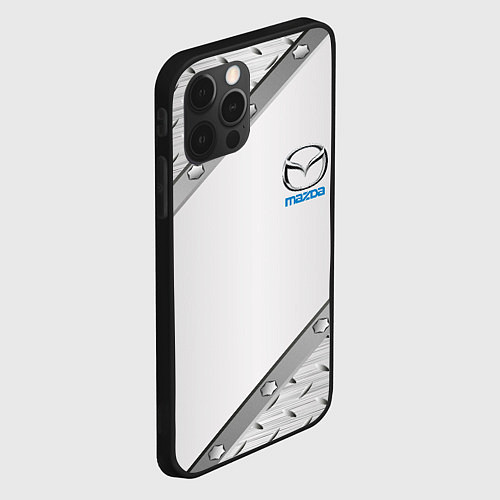 Чехол iPhone 12 Pro Mazda текстура метал / 3D-Черный – фото 2