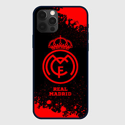 Чехол для iPhone 12 Pro Real Madrid - red gradient, цвет: 3D-черный