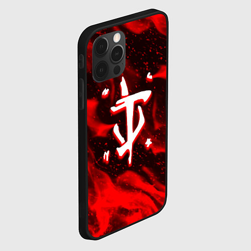 Чехол iPhone 12 Pro Doom logo fire / 3D-Черный – фото 2