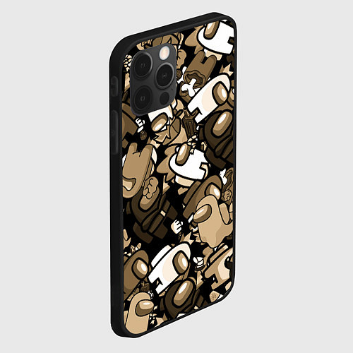 Чехол iPhone 12 Pro Персонажи Among us в бежевом тоне / 3D-Черный – фото 2