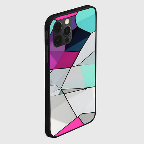 Чехол iPhone 12 Pro Яркая геометрическая абстракция / 3D-Черный – фото 2