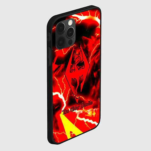 Чехол iPhone 12 Pro Skyrim red storm logo / 3D-Черный – фото 2