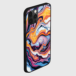 Чехол для iPhone 12 Pro Жидкие разноцветные краски, цвет: 3D-черный — фото 2