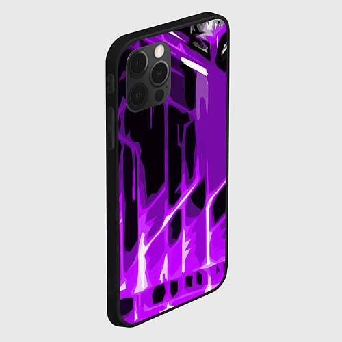 Чехол iPhone 12 Pro Abstract purple stripes on a black background / 3D-Черный – фото 2