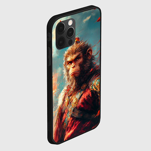 Чехол iPhone 12 Pro Wukong на фоне лепестков / 3D-Черный – фото 2