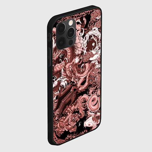 Чехол iPhone 12 Pro Драконы в японском стиле / 3D-Черный – фото 2