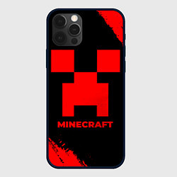 Чехол для iPhone 12 Pro Minecraft - red gradient, цвет: 3D-черный