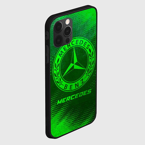 Чехол iPhone 12 Pro Mercedes - green gradient / 3D-Черный – фото 2