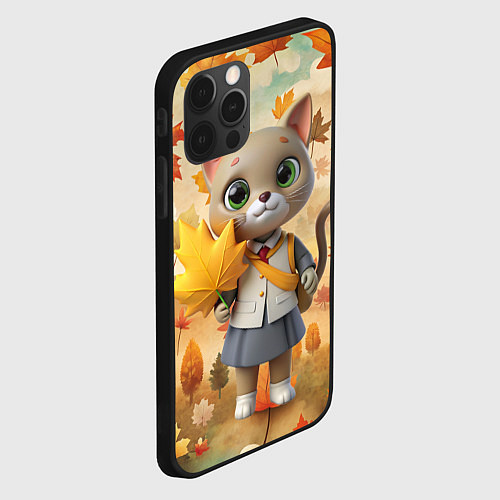 Чехол iPhone 12 Pro Кошечка школьница / 3D-Черный – фото 2