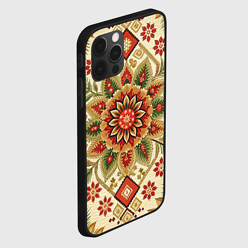 Чехол iPhone 12 Pro Стиль советского ковра узоры и орнамент / 3D-Черный – фото 2