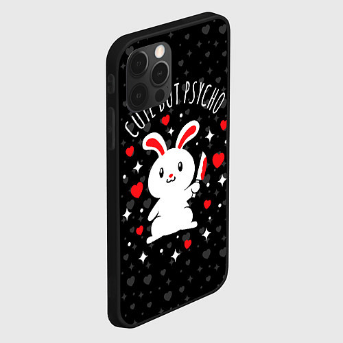 Чехол iPhone 12 Pro Cute but psycho bunny / 3D-Черный – фото 2