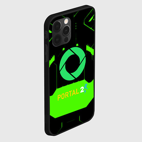 Чехол iPhone 12 Pro Portal game pattern / 3D-Черный – фото 2