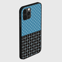 Чехол для iPhone 12 Pro Комбинированный синий со звездами узор, цвет: 3D-черный — фото 2