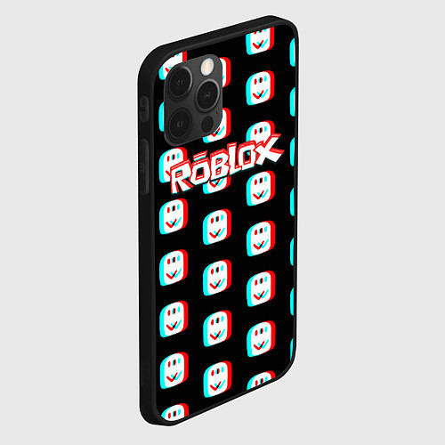 Чехол iPhone 12 Pro Roblox pattern glitch / 3D-Черный – фото 2