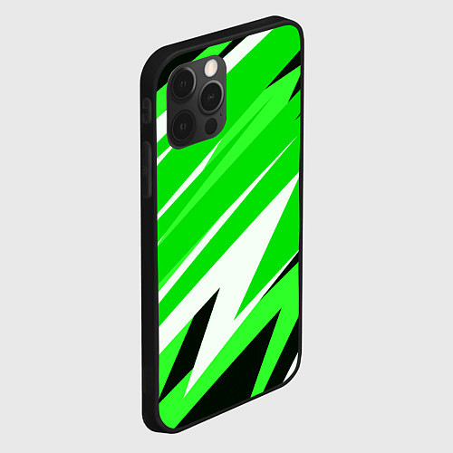 Чехол iPhone 12 Pro Geometry stripes green / 3D-Черный – фото 2