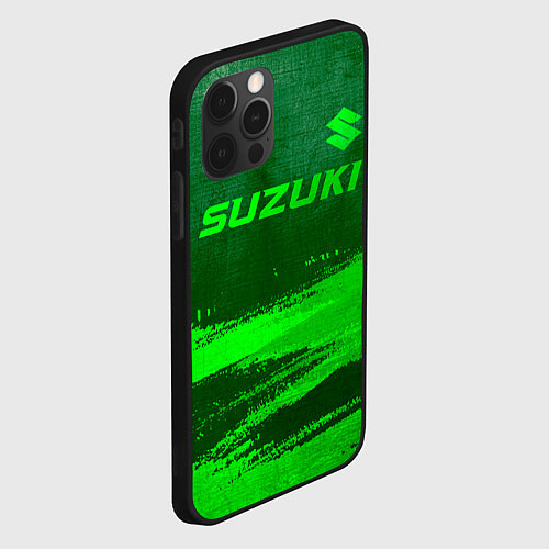 Чехол iPhone 12 Pro Suzuki - green gradient посередине / 3D-Черный – фото 2