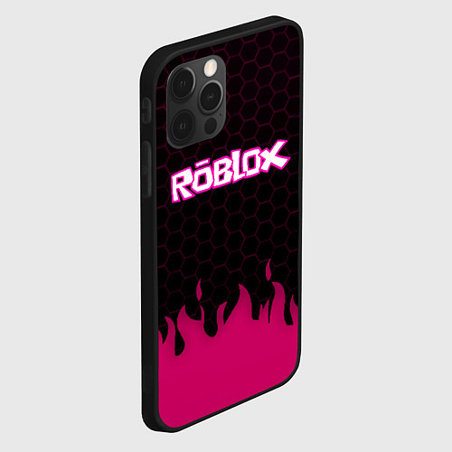 Чехол iPhone 12 Pro Roblox fire pink / 3D-Черный – фото 2