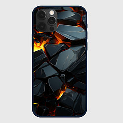 Чехол для iPhone 12 Pro Черные камни с желтым светом, цвет: 3D-черный