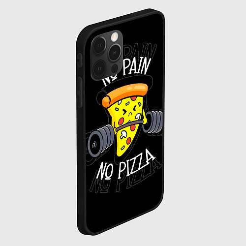 Чехол iPhone 12 Pro No pain - no pizza / 3D-Черный – фото 2