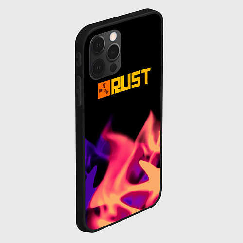 Чехол iPhone 12 Pro RUST neon fire / 3D-Черный – фото 2