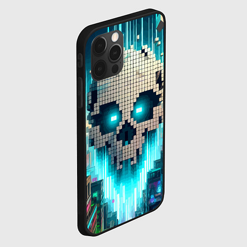 Чехол iPhone 12 Pro Minecraft skull - ai art fantasy / 3D-Черный – фото 2