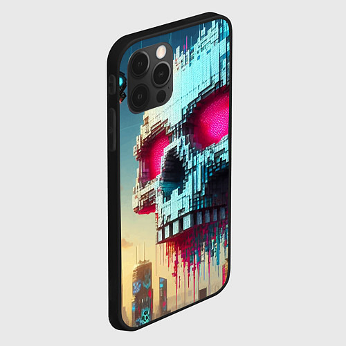 Чехол iPhone 12 Pro Cool pixel skull - ai art fantasy / 3D-Черный – фото 2