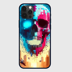 Чехол для iPhone 12 Pro Cool vanguard neon cyber skull - ai art, цвет: 3D-черный