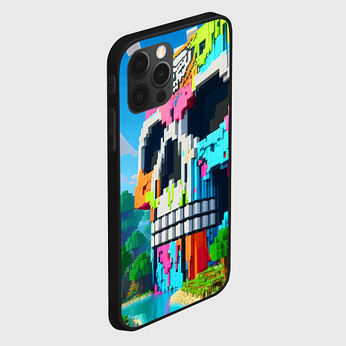 Чехол iPhone 12 Pro Minecraft skull - ai art fantasy / 3D-Черный – фото 2