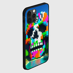 Чехол для iPhone 12 Pro Minecraft landscape with skull - ai art fantasy, цвет: 3D-черный — фото 2