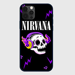 Чехол для iPhone 12 Pro Nirvana неоновый череп, цвет: 3D-черный