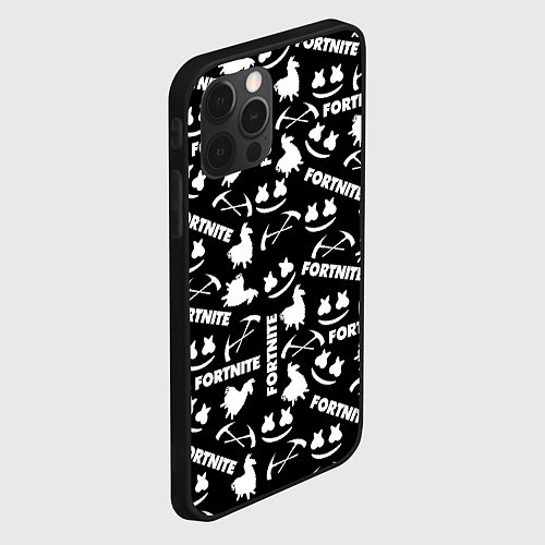 Чехол iPhone 12 Pro Fortnite black pattern / 3D-Черный – фото 2