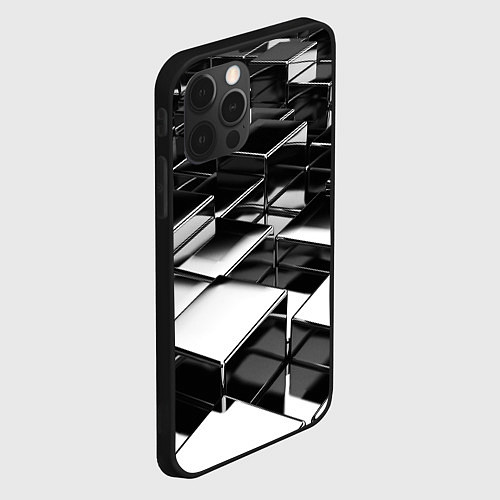 Чехол iPhone 12 Pro Хромированные плиты / 3D-Черный – фото 2