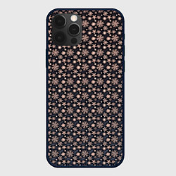 Чехол для iPhone 12 Pro Паттерн снежинки волшебный медный, цвет: 3D-черный